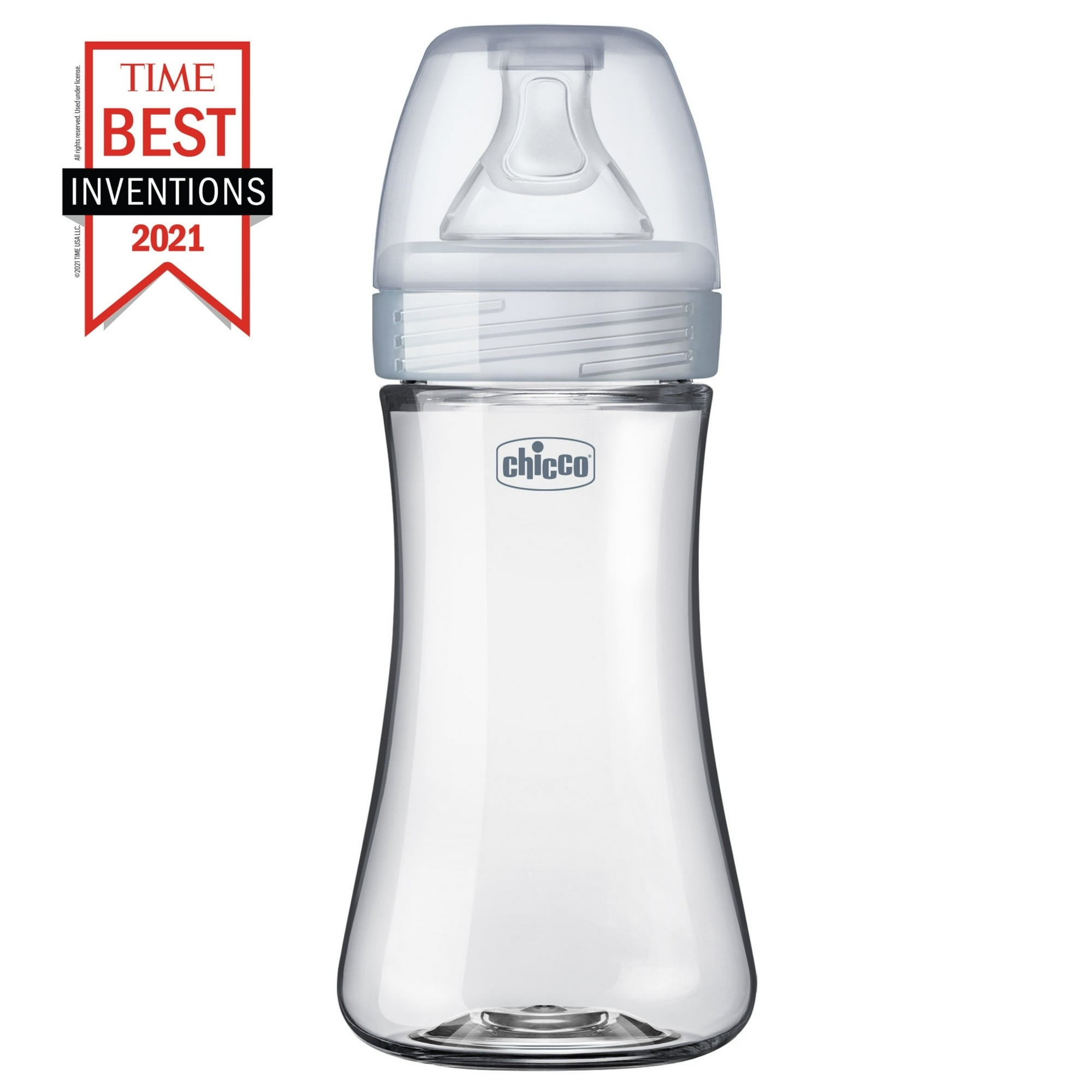 Chicco Duo Hybrid Baby Bottle, Invinci-Glass Inside/Plastic Outside, 9oz - Neutral, New