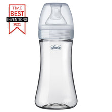 Hybrid baby bottle with clear top and vented collar, 9oz neutral design
