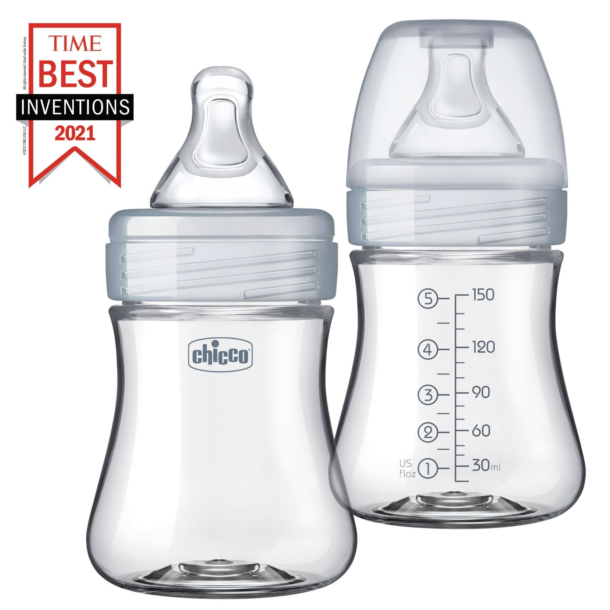 Chicco Duo Hybrid Baby Bottle, Invinci-Glass Inside/Plastic Outside, 5oz - Neutral, New