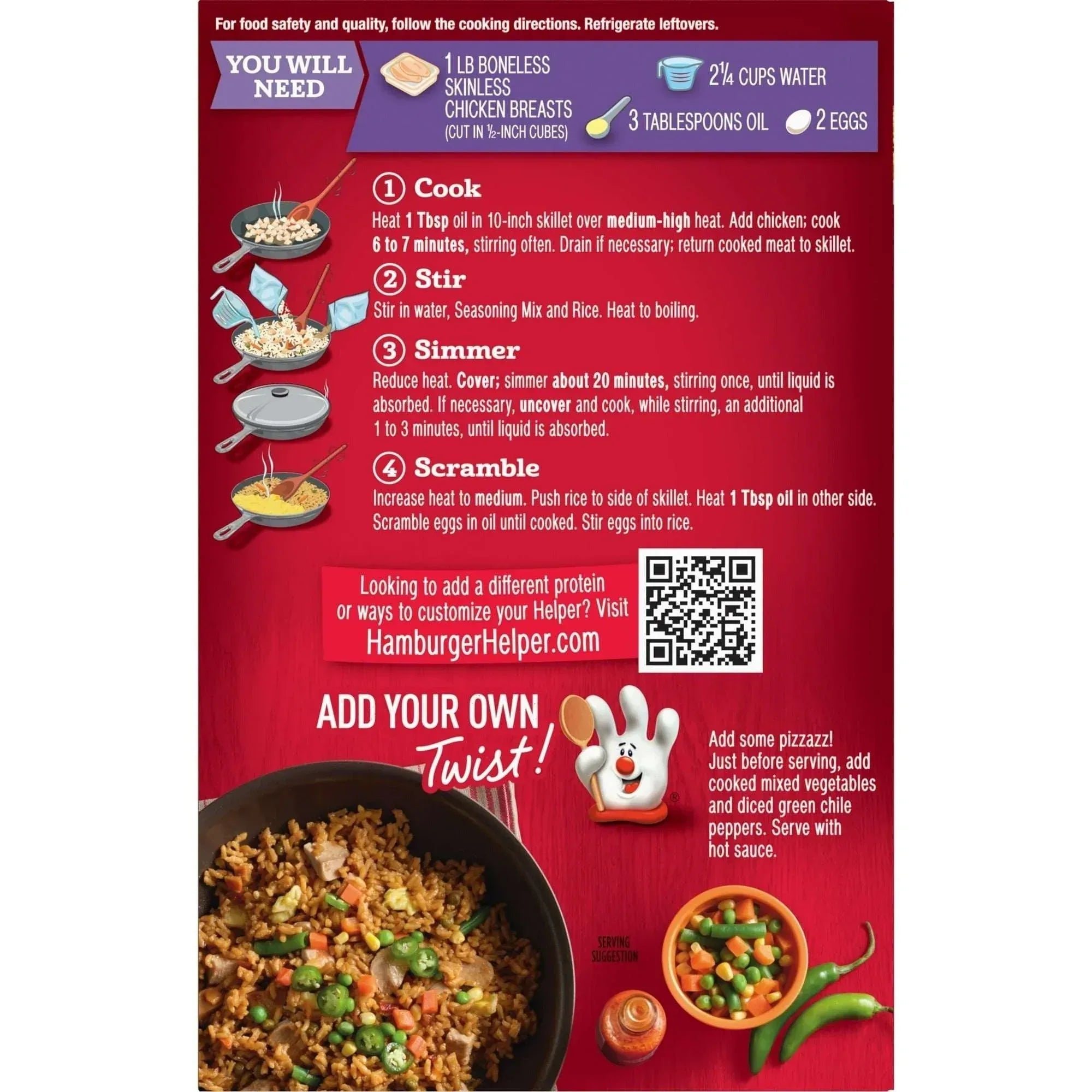 Chicken Helper Chicken Fried Rice Made with Real Vegetables, 7 Ounces Box