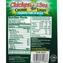 Tuna can back label with Nutrition Facts and ingredients panel