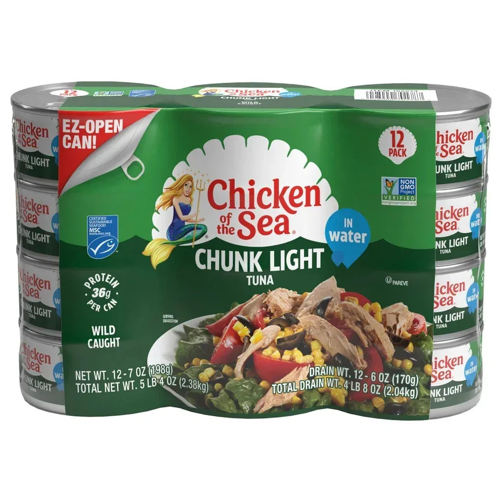 Chicken of the Sea, Chunk Light Premium Tuna in Water, 7 oz, 12-Count