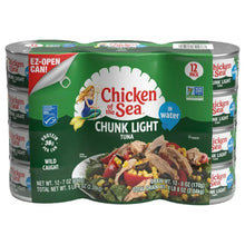 Chunk light tuna in water, 12-pack EZ-open can with green label