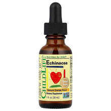 Echinacea oral supplement bottle with natural orange flavor label