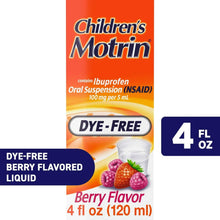 Children’s Motrin ibuprofen oral suspension, dye-free berry liquid, 4 fl oz box