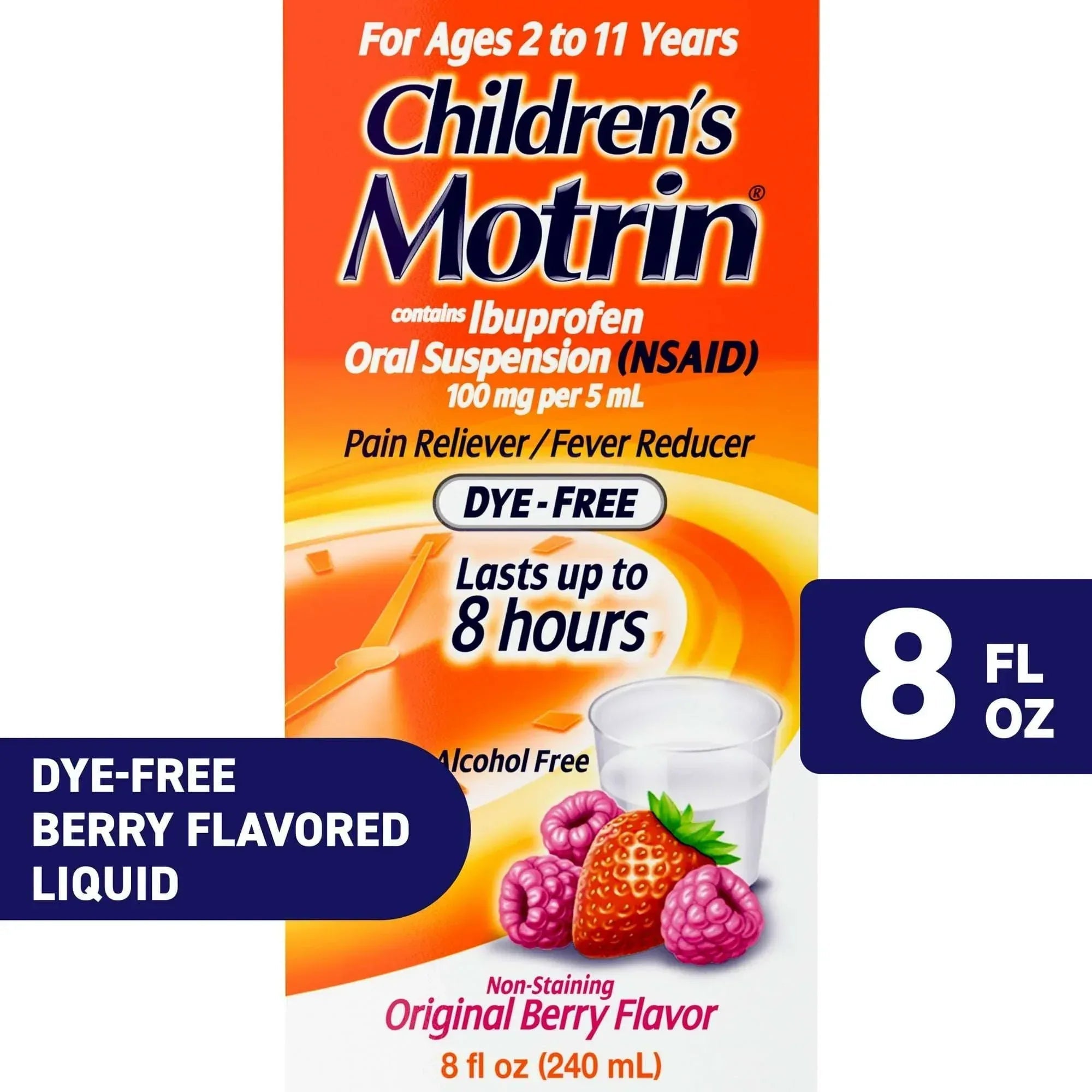 Children’s Motrin Ibuprofen Kids Medicine, Berry Flavored, 4 fl oz