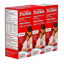 Children's Tylenol Pain + Fever dye-free medicine carton, Drug Facts side