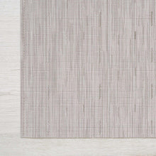 Chilewich woven willow rug close-up, light gray grid texture