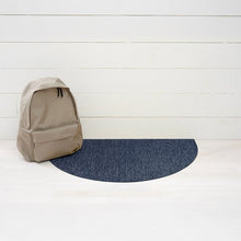 Chilewich shag indoor/outdoor welcome mat, navy semicircle rug with shag texture