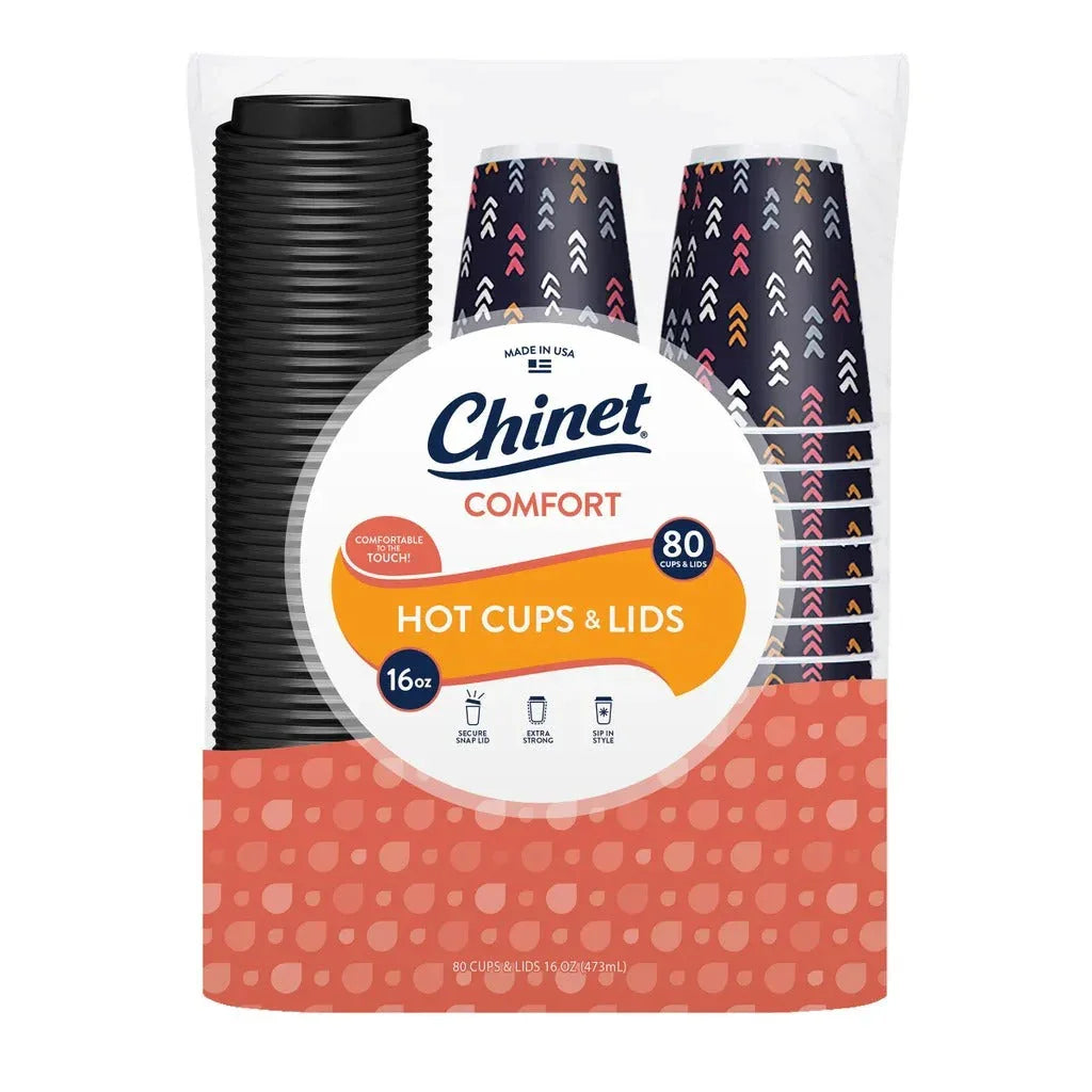 Chinet Comfort 16 oz Cup & Lid, 80-count - USA MEGA SHOP
