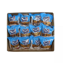Individually wrapped chocolate chip muffins in open tray box with blue Chips Ahoy wrappers