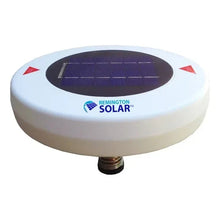Solar pool purifier lid with dark solar panel and threaded copper base