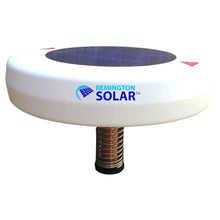 White solar pool purifier with circular panel and threaded copper base