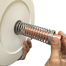 Replacement anode spring with copper rod held near pool drain opening