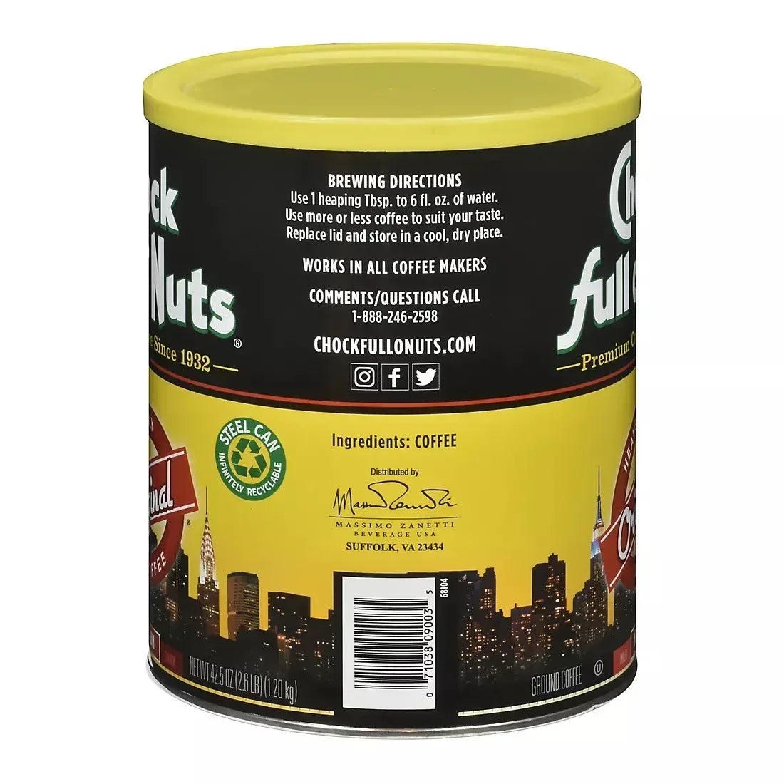 Chock Full O'Nuts Original Medium Roast Ground Coffee, 42.5 oz.