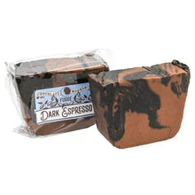 Wrapped dark espresso fudge block with 'Dark & Espresso' label