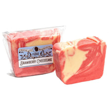 Wrapped strawberry cheesecake fudge with 'Strawberry Cheesecake' label