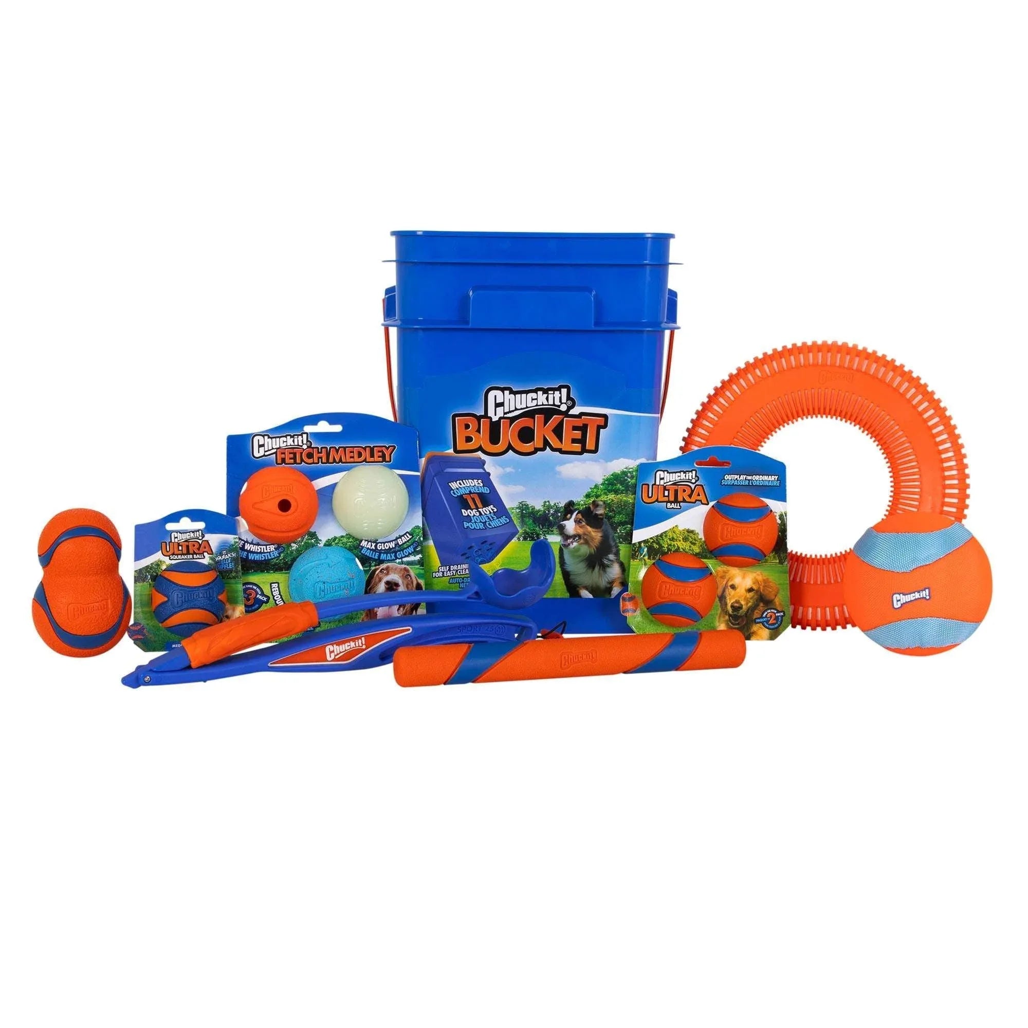 ChuckIt! Bucket Fetch Dog Toys, 11 Assorted Toys - USA MEGA SHOP