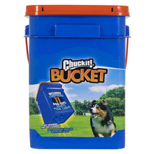 Chuckit! Bucket dog toy container with orange lid and front logo