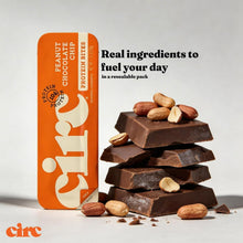 CirC peanut chocolate protein bites resealable pack with chocolate pieces and peanuts