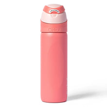 Coral pink 26 oz stainless steel flip-top water bottle with straw spout