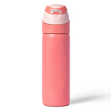 Coral pink insulated water bottle with flip lid and straw spout