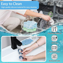 Silicone baby food freezer tray and feeder containers, designed for easy cleaning.