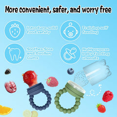 Clackibukvyz Silicone Baby Food Feeder & Freezer Tray Storage Containers, Double as Teething Toys, 2 Pack