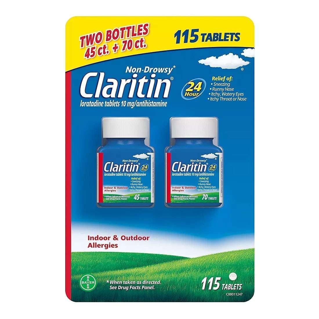Claritin 24-Hour Non-Drowsy Allergy Relief Tablets, 10 mg Loratadine, 115 Count