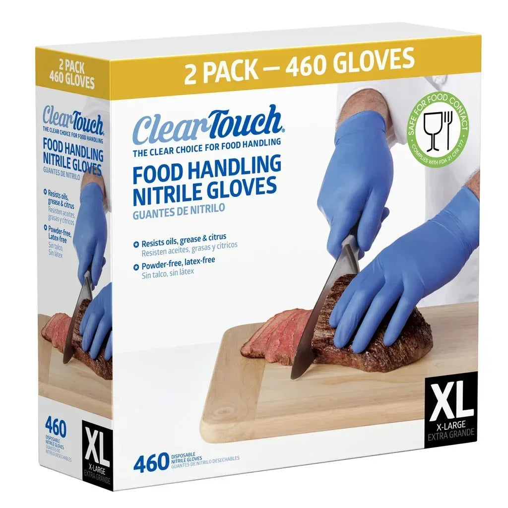 Clear-Touch Food Handling Nitrile Gloves, Blue, 500-count