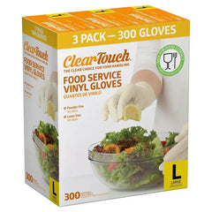 Clear-Touch Vinyl Food Service Gloves, 100-count, 3-pack
