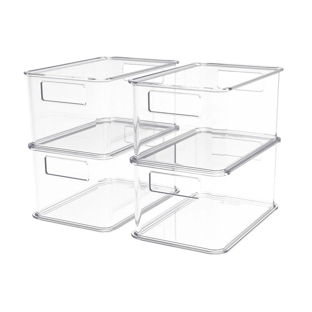 Clearly 4-Piece Clear Plastic Organizing Bin Set - USA MEGA SHOP
