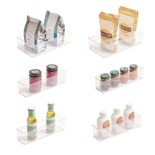 Clear 6-piece organizer set of clear trays for pantry items, bottles, and bags