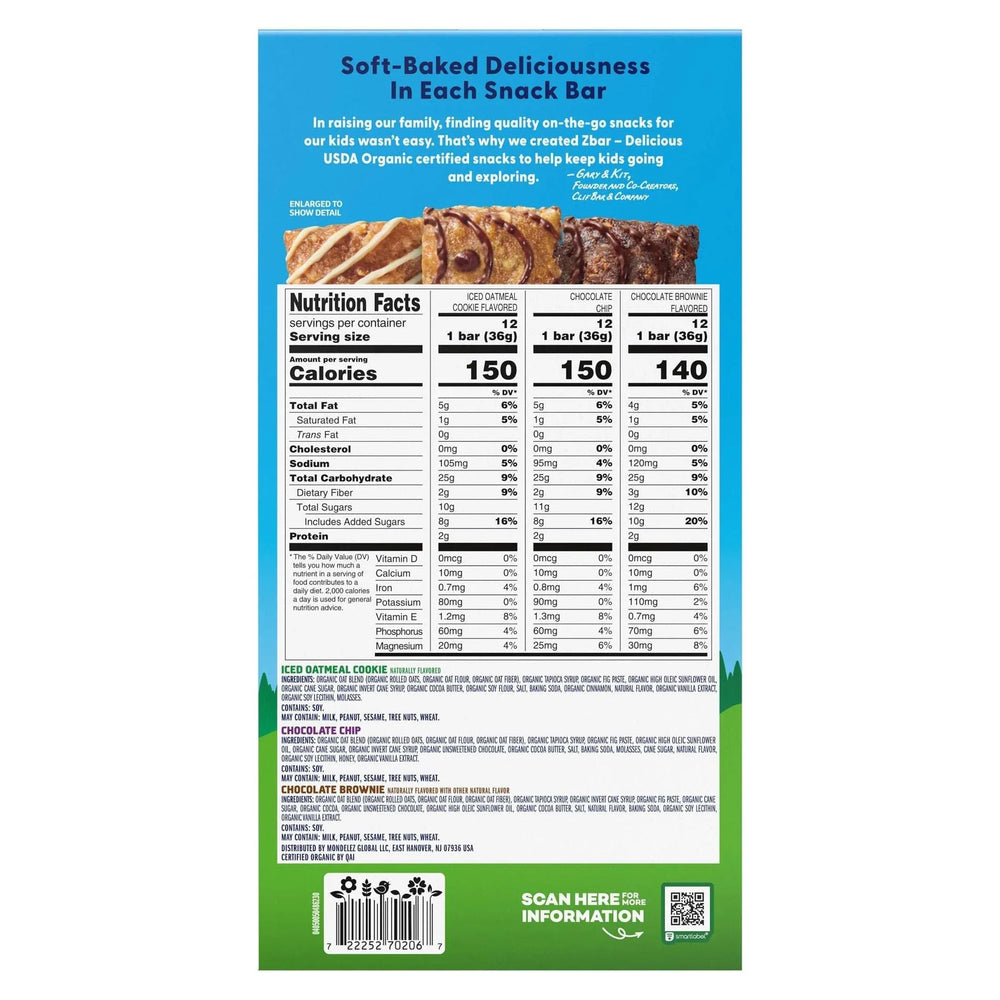 Clif Kid ZBar Organic Granola Bar, Variety Pack, 1.27 oz, 36-count - USA MEGA SHOP