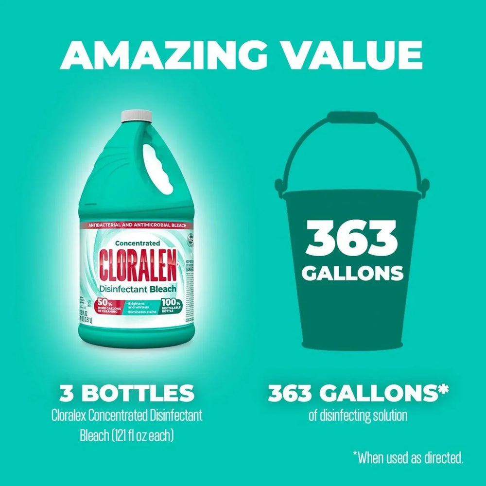 Cloralen Concentrated Household Cleaning Liquid Bleach, 3pk., 121 fl. oz. Each - USA MEGA SHOP