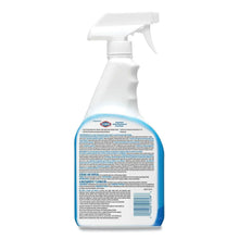 Disinfectant spray bottle with white trigger and blue label back