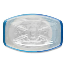 Clear plastic insert with blue rim