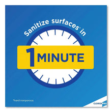 CloroxPRO '1 minute' sanitizing label on blue panel