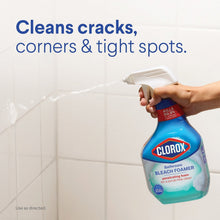 Clorox bleach foamer spray bottle with ocean mist blue liquid, handheld