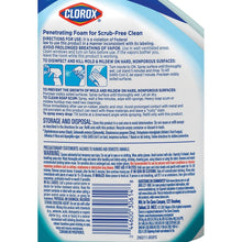Clorox bathroom bleach foamer bottle back label with barcode and directions