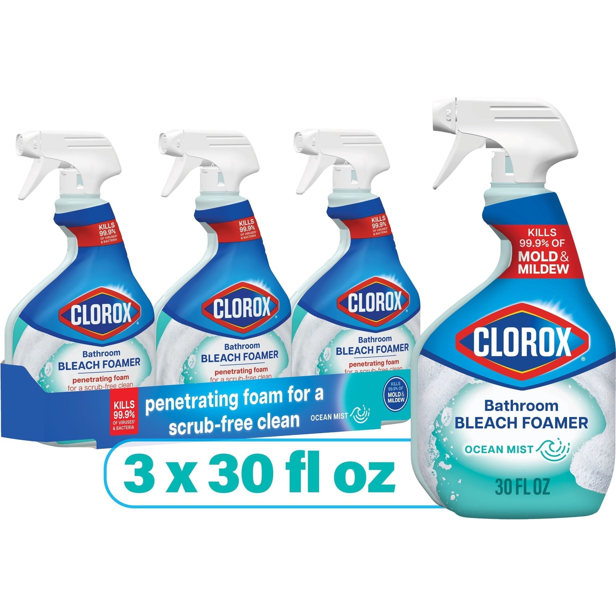Clorox Bathroom Bleach Foamer, Ocean Mist, 3 ct., 90 fl. oz.