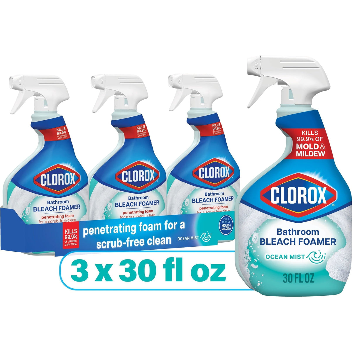 Clorox Bathroom Bleach Foamer, Ocean Mist, 3 ct., 90 fl. oz.