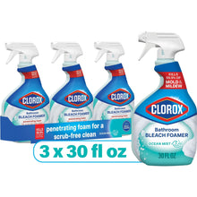 Clorox bathroom bleach foamer spray bottle, ocean mist, blue 30 fl oz