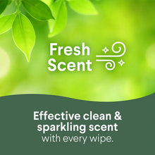 Clorox fresh scent disinfecting wipes pack with green freshness graphic and label text