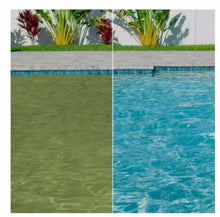 Clorox Pool Awesome Algaecide bottle by pool water