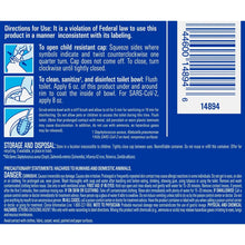 Toilet bowl cleaner bleach package back with directions, caution, and storage info
