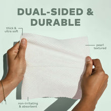 White dual-sided cleansing towel, pearl-textured fabric, soft and absorbent
