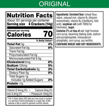 Nutrition Facts label for snack crackers, original serving information