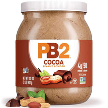 PB2 Cocoa powdered peanut butter jar with red label and cocoa and peanut illustrations