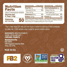 PB2 Cocoa powdered peanut butter nutrition facts and ingredient label on jar back